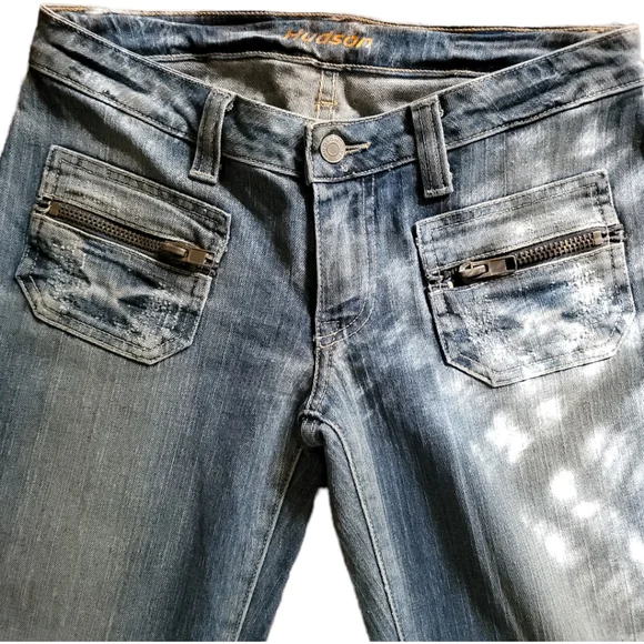 HUDSON | Vintage 2002 Made in USA Mid Waist Flared Jeans w/Zip Pockets Sz.29 - Picture 8 of 16
